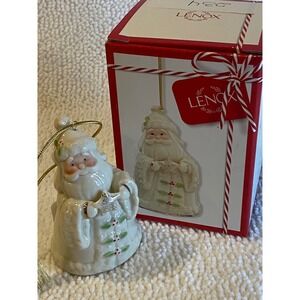 Lenox Holiday Cheer Santa Ornament 3.5 inch‎ Porcelain Bell with Star with box